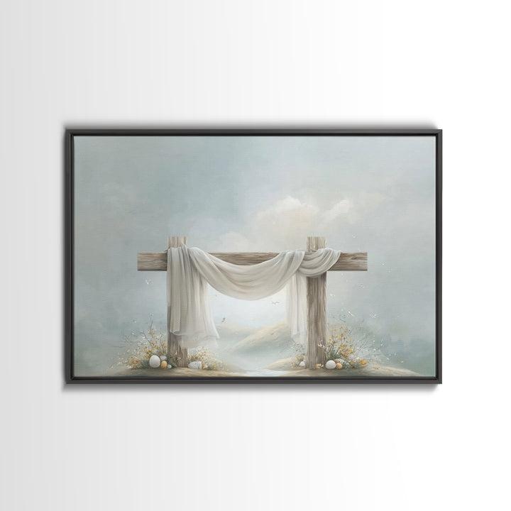 Risen Garden Peace - Framed Canvas Print - Christian Wall Art - Christian Art Canvas - Christian Painting - Subtle Christian Art