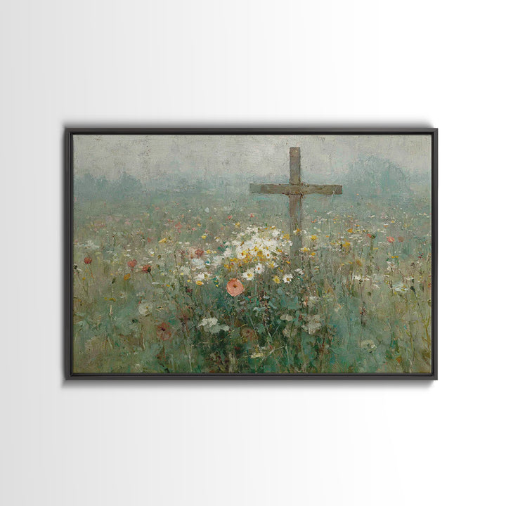 Wildflower Redemption | Framed Canvas Print | Christian Art Canvas | Vintage Christian Art | Christian Wall Art | Christian Painting