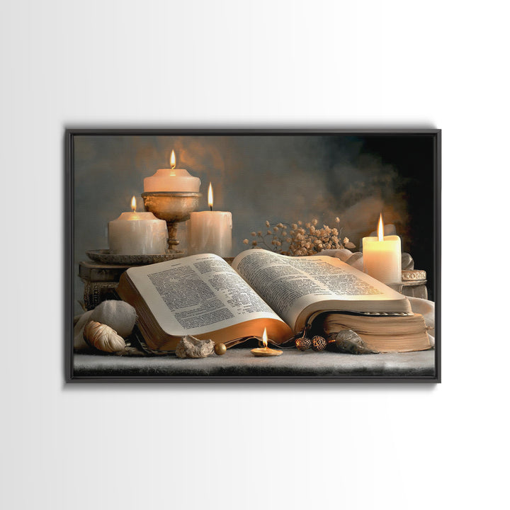 Sacred Scripture | Framed Canvas Print | Christian Art Canvas | Christian Decor | Christian Wall Art | Christmas Art | Christian Painting
