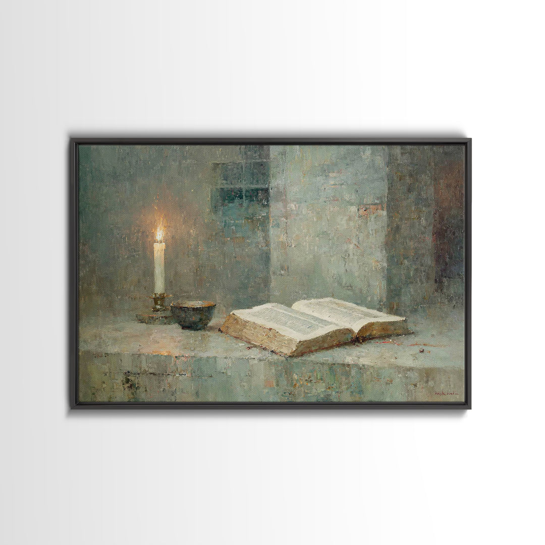 Quiet Scripture Light | Framed Canvas Print | Christian Art Canvas | Christian Painting | Christian Wall Art | Christmas Art | Christian De