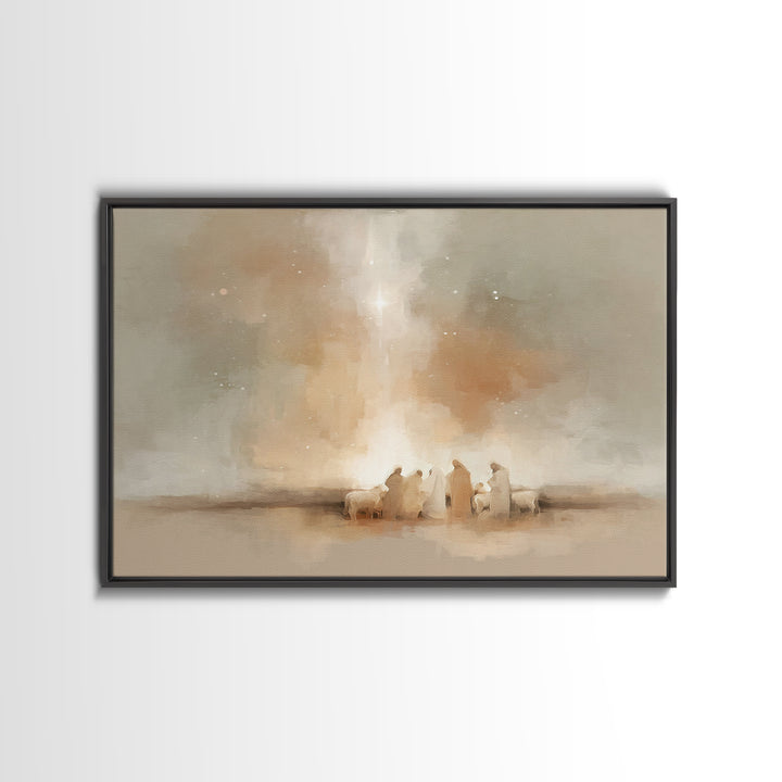 Shepherds Of Wonder | Framed Canvas Print | Christmas Art | Christian Wall Art | Christian Painting | Christian Art Canvas | Christian Deco