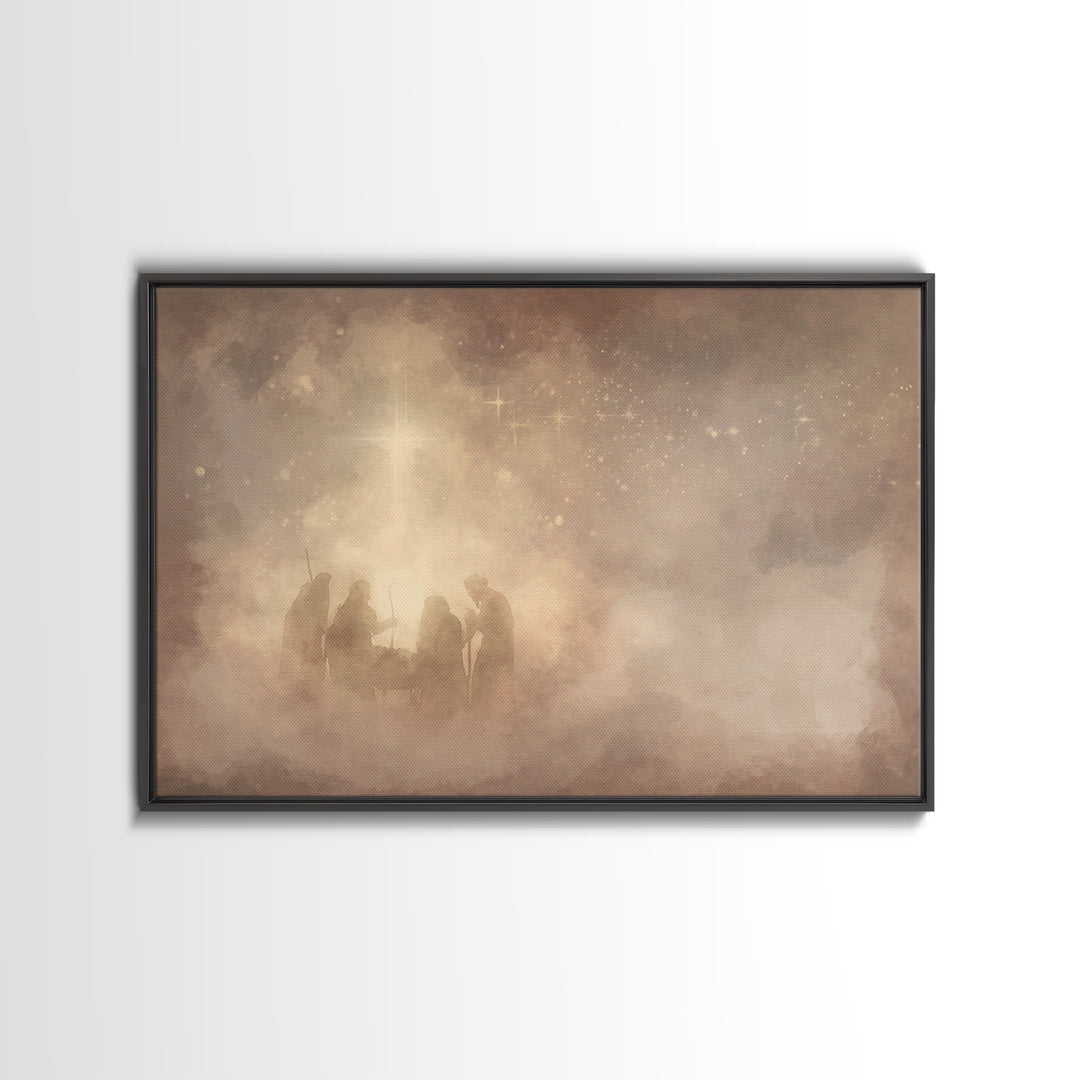 Nativity Dawn – Framed Canvas Print – Christian Wall Art – Christian Art Canvas – Christmas Art – Jesus Painting – Christian Christmas Art