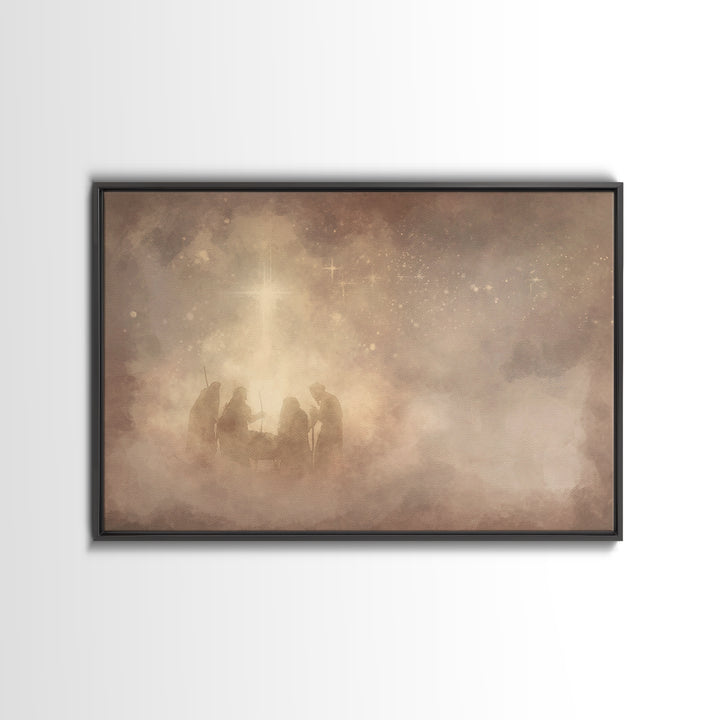 Nativity Dawn – Framed Canvas Print – Christian Wall Art – Christian Art Canvas – Christmas Art – Jesus Painting – Christian Christmas Art