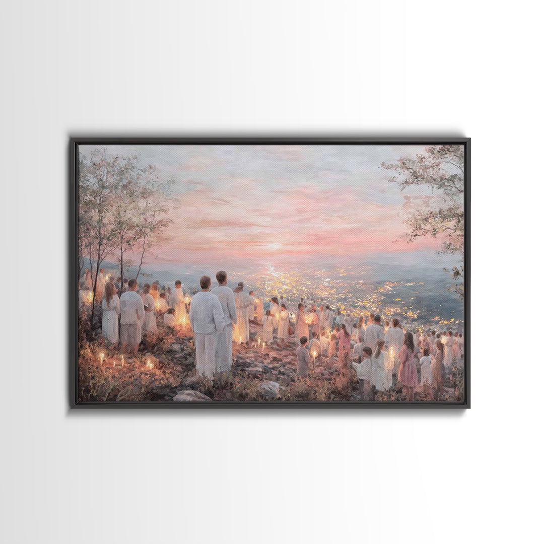 Lantern Vigil – Framed Canvas Print – Christian Christmas Art – Christian Painting – Christian Wall Art – Christian Art Canvas – Christmas