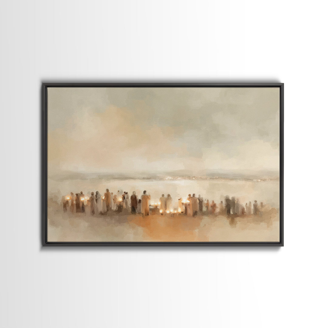 Silent Gathering – Framed Canvas Print – Christian Art Canvas – Christian Christmas Art – Christian Painting – Christian Wall Art – Christm