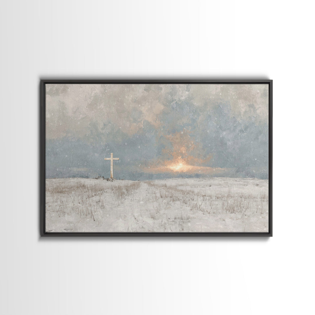 Winter Grace Rising | Framed Canvas Print | Christian Wall Art | Christian Art Canvas | Christian Christmas Art | Christian Decor
