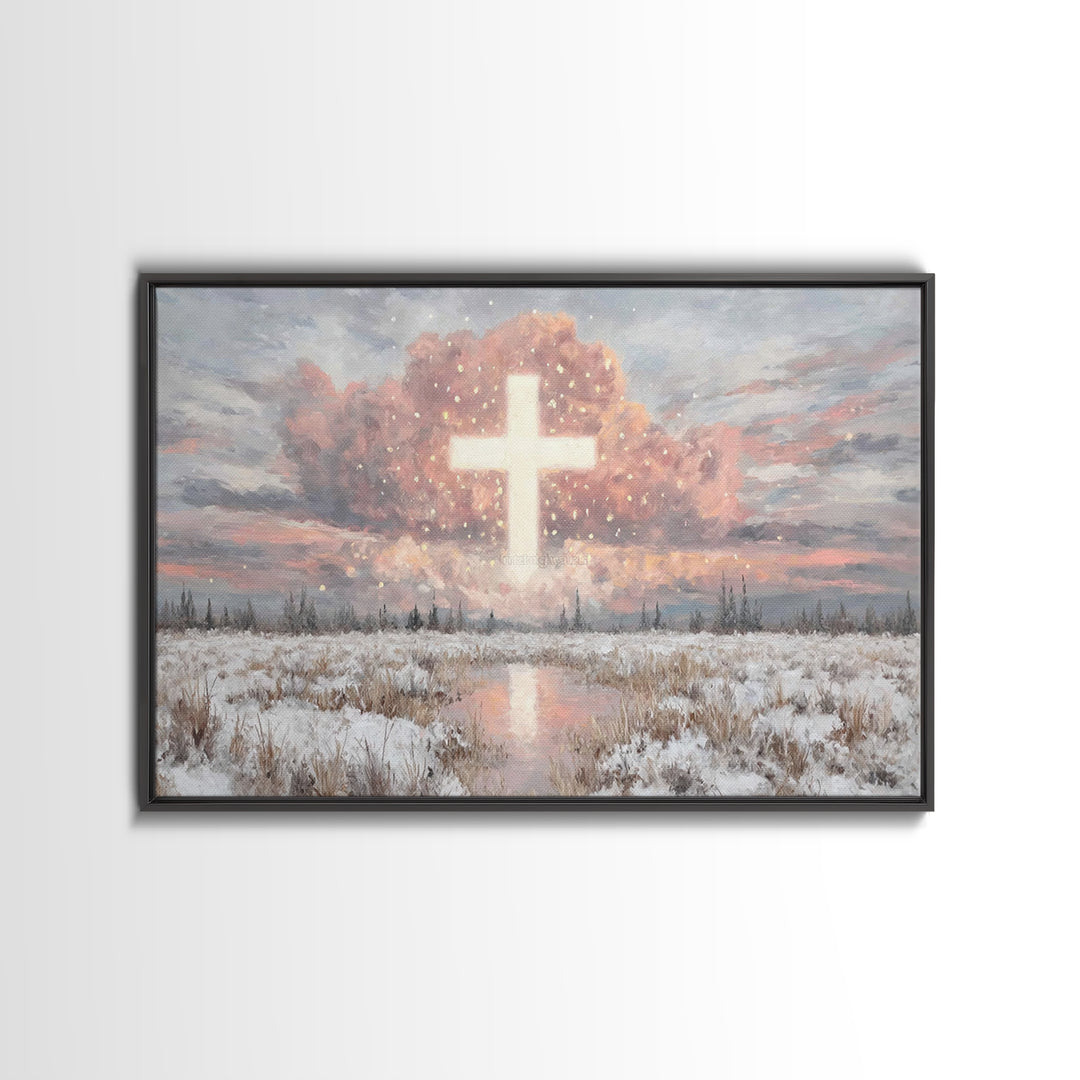 Radiant Glory Sky, Framed Canvas Print, Christian Wall Art, Christian Art Canvas, Christian Christmas Art, Christian Gift Ideas