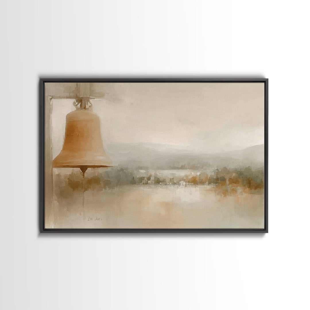 Soft Bell Horizon, Framed Canvas Print, Christian Wall Art, Christian Art Canvas, Minimalist Christian Art, Christian Decoration