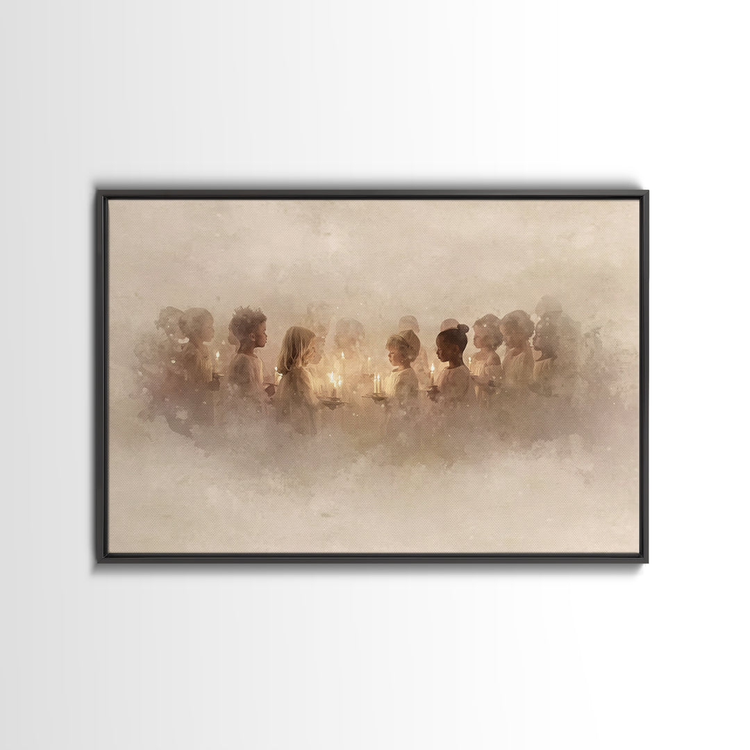 The Candle Choir – Framed Canvas Print – Christian Wall Art – Christmas Art – Christian Decor – Christian Art Canvas – Christian Christmas