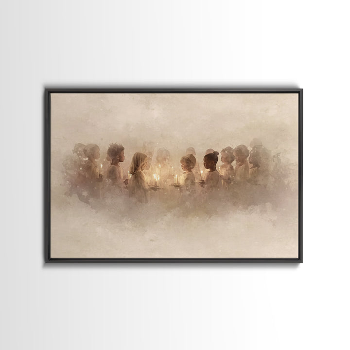 The Candle Choir – Framed Canvas Print – Christian Wall Art – Christmas Art – Christian Decor – Christian Art Canvas – Christian Christmas