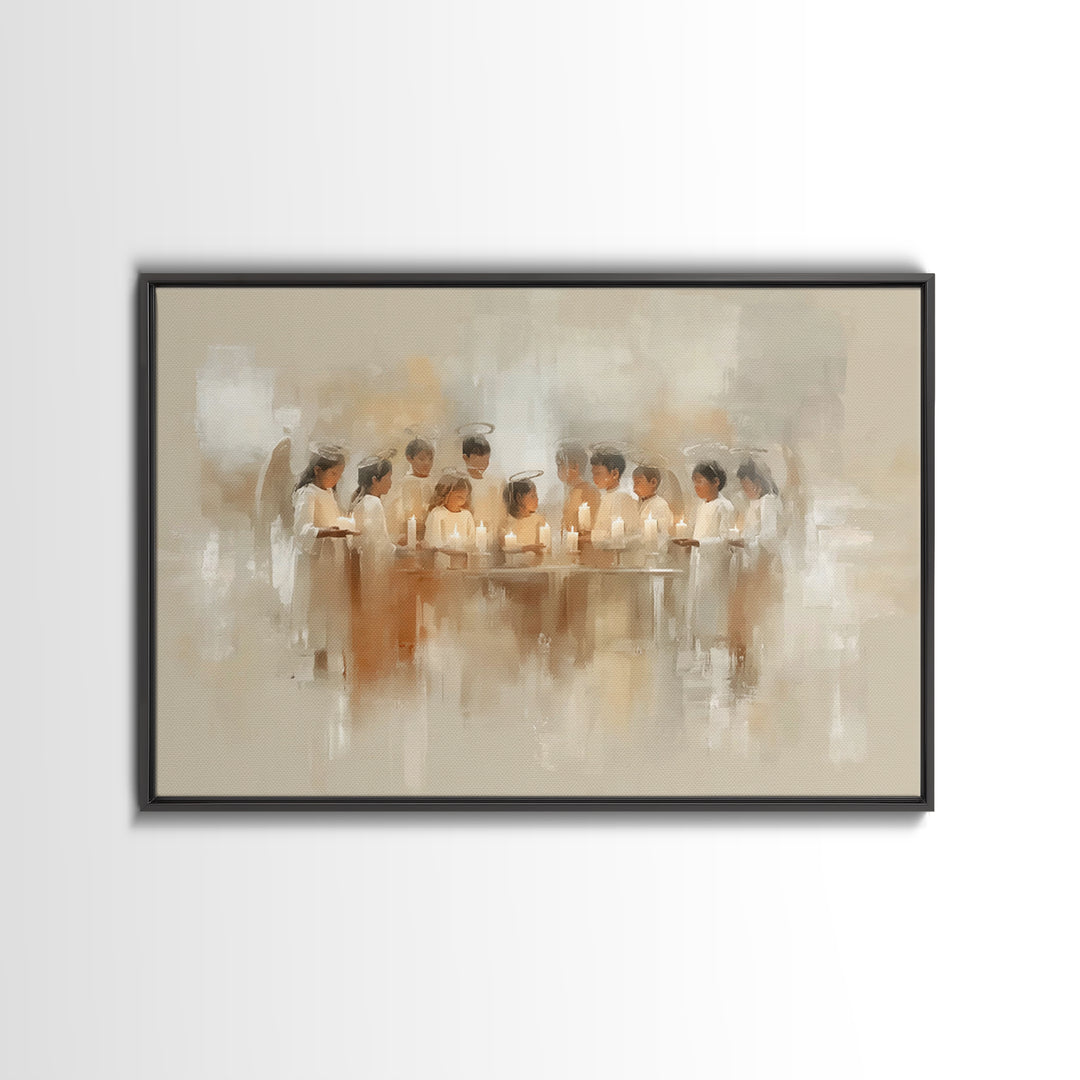 Heavenly Lantern Circle – Framed Canvas Print – Christian Art – Christian Wall Art – Christmas Art – Christian Art Canvas – Christian Decor