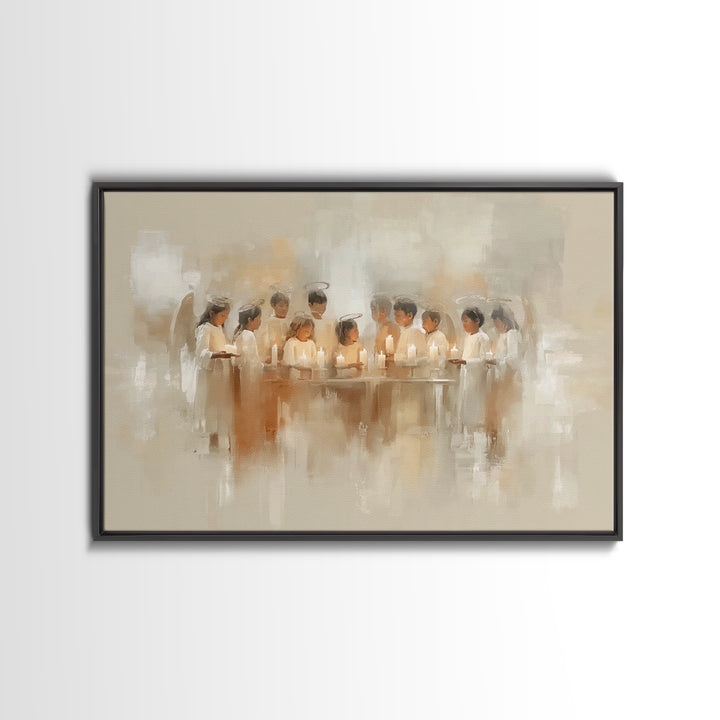 Heavenly Lantern Circle – Framed Canvas Print – Christian Art – Christian Wall Art – Christmas Art – Christian Art Canvas – Christian Decor
