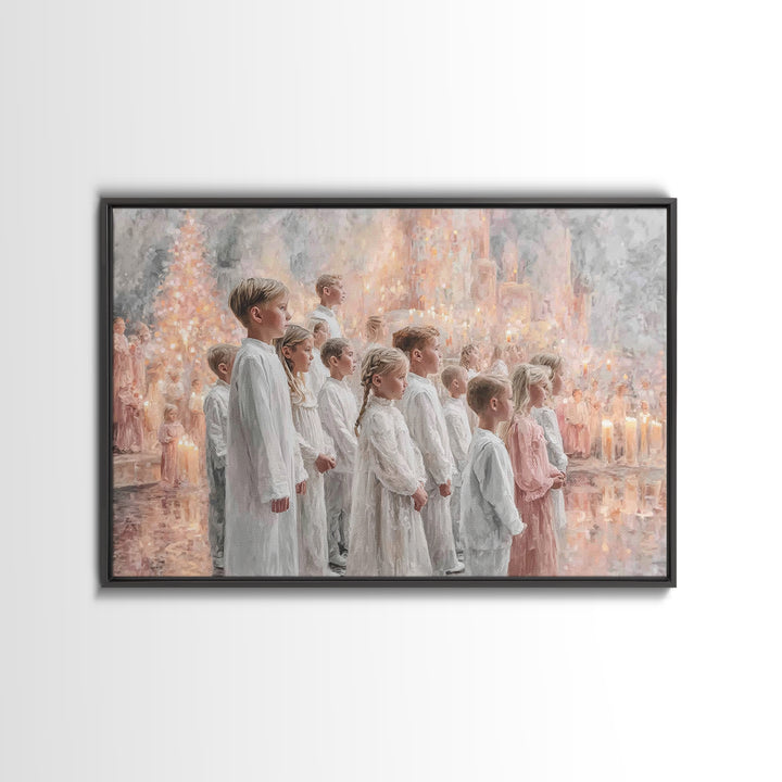 Radiant Carol Procession – Framed Canvas Print – Christmas Art – Christian Art Canvas – Christian Wall Art – Christian Christmas – Christia
