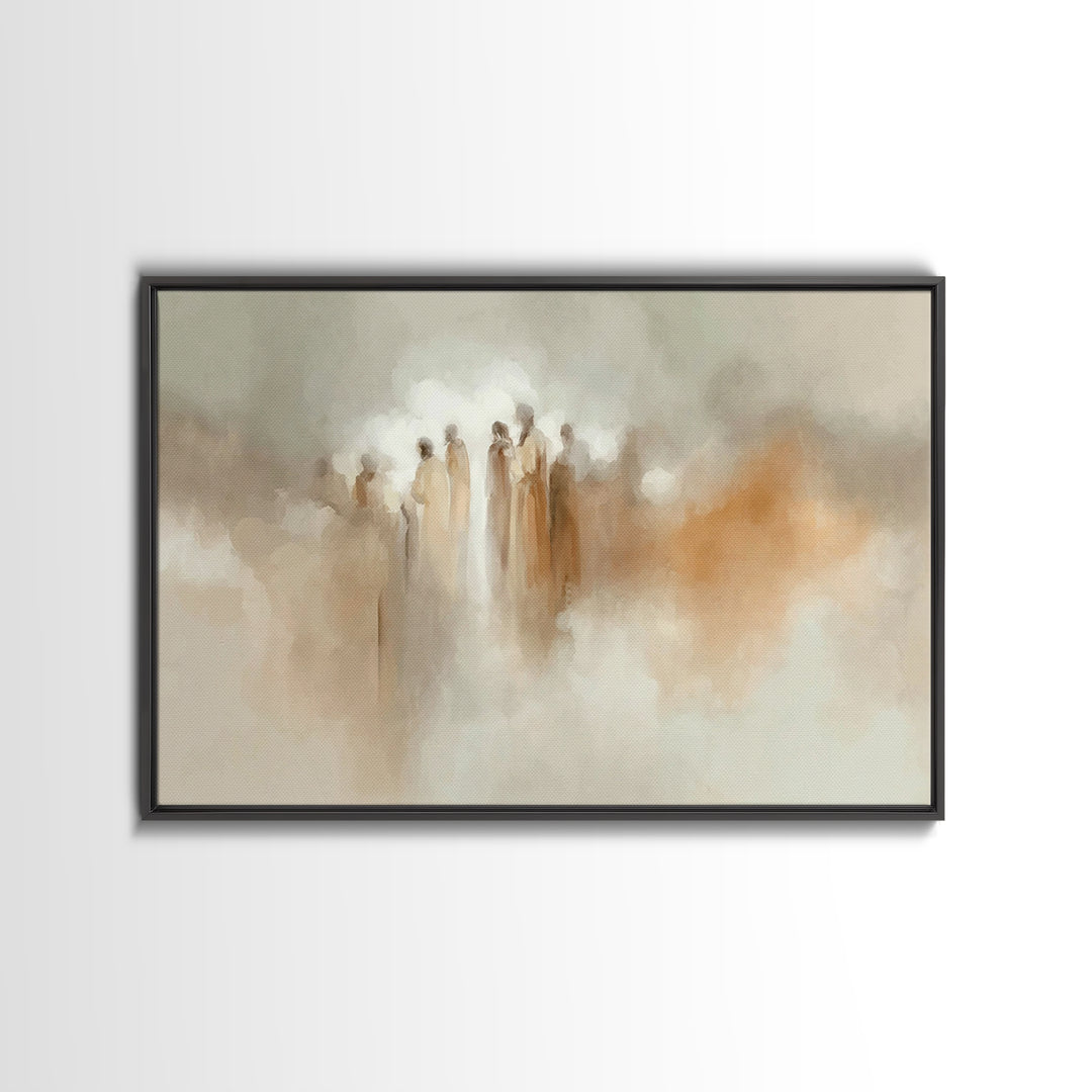 Angelic Gathering, Framed Canvas Print, Christian Art Print, Christian Wall Art, Christian Art Canvas, Moody Christian Art, Christmas Art W