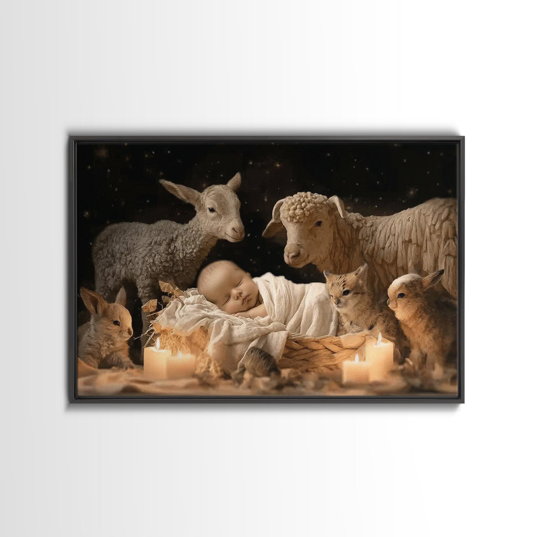 Quiet Bethlehem Night | Framed Canvas Print | Christian Art Canvas | Christian Wall Art | Christian Christmas Art | Christmas Art Work