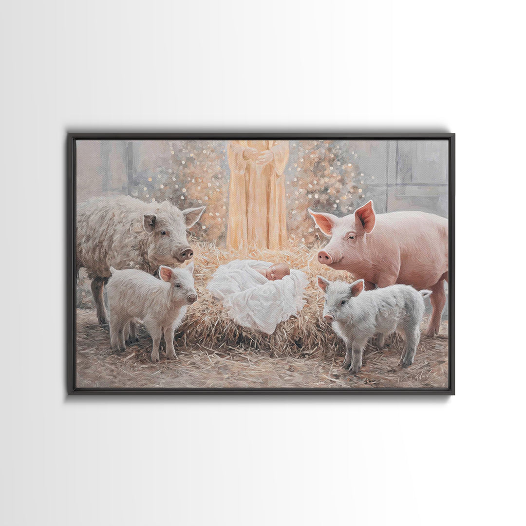 Holy Cradle Light, Framed Canvas Print, Christian Christmas Art, Christian Wall Art, Christian Art Canvas, Framed Christmas Art
