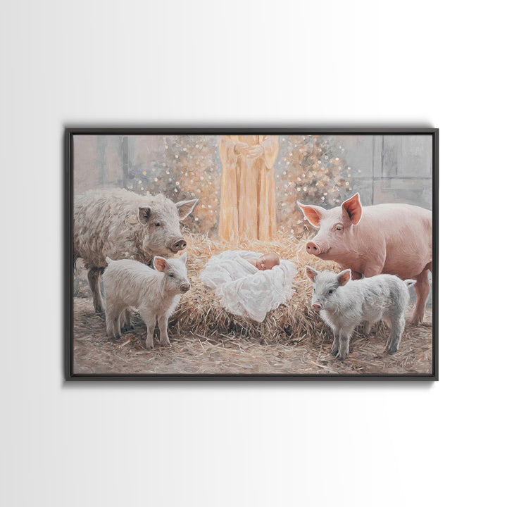 Holy Cradle Light, Framed Canvas Print, Christian Christmas Art, Christian Wall Art, Christian Art Canvas, Framed Christmas Art