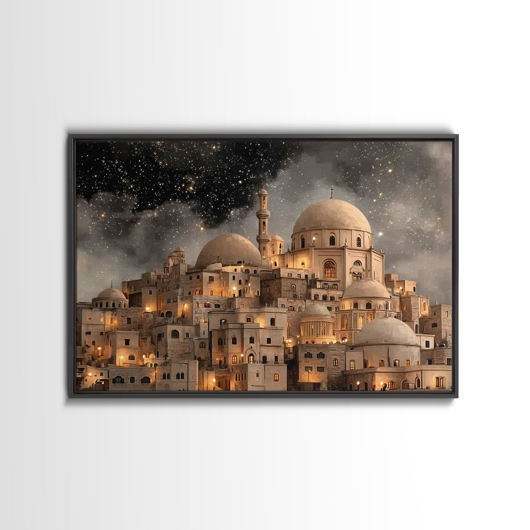 Tender Nativity Calm, Framed Canvas Print, Christian Christmas Art, Christian Wall Art, Jesus Painting, Christmas Art