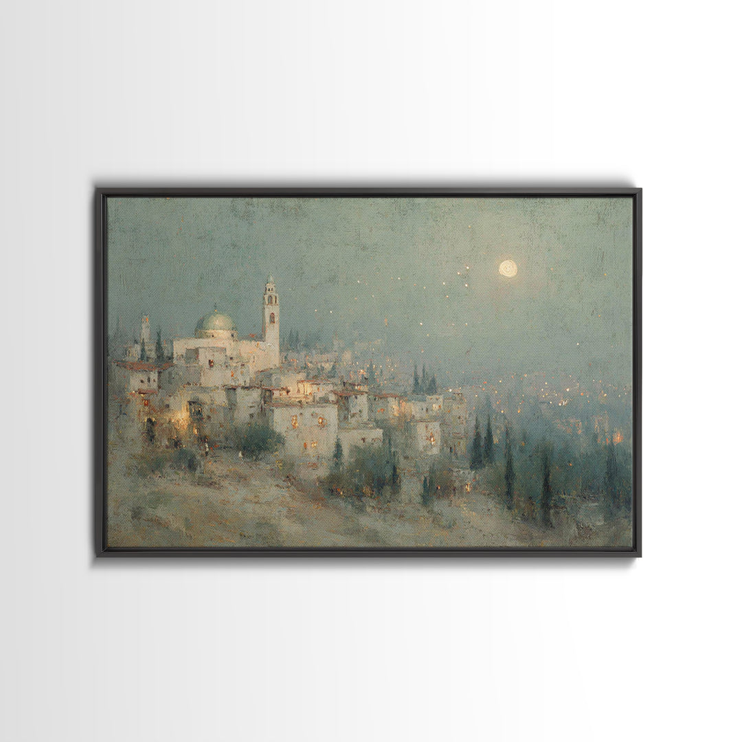 Holy Night Haze | Framed Canvas Print | Christian Christmas Art | Christian Art Canvas | Christmas Wall Art | Christian Art