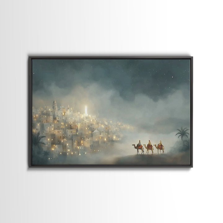 Guided By The Light – Framed Canvas Print – Christian Art Canvas – Christmas Art – Christian Wall Art – Christian Christmas Art