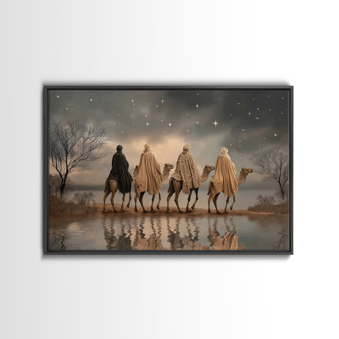 Watching The Heavens – Framed Canvas Print – Christian Art Canvas – Christian Christmas Art – Christmas Wall Art – Christian Art