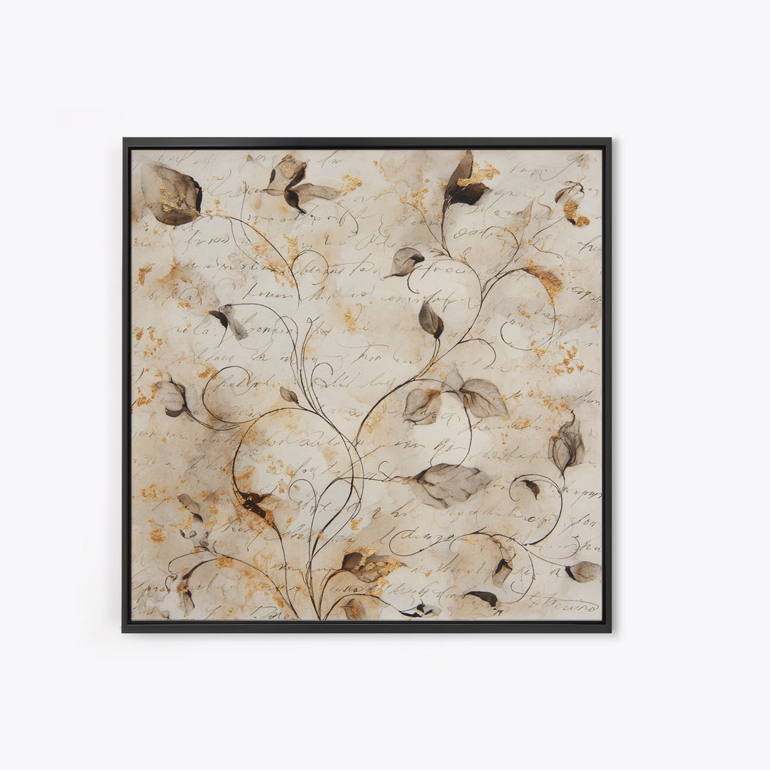 Floral Vine Created from Graceful Script Like Canvas Print, Calligraphy Art, Printable Art, Living Room Decor, Script, CAL-1x1-11