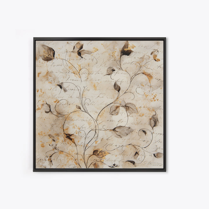 Floral Vine Created from Graceful Script Like Canvas Print, Calligraphy Art, Printable Art, Living Room Decor, Script, CAL-1x1-11
