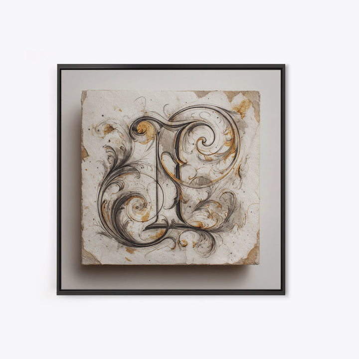 Baroque Scrollwork Made from Looping Pen Strokes Framed Canvas Print, Calligraphy Art, Wall Decor, Living Room Decor, Script, CAL-1x1-12