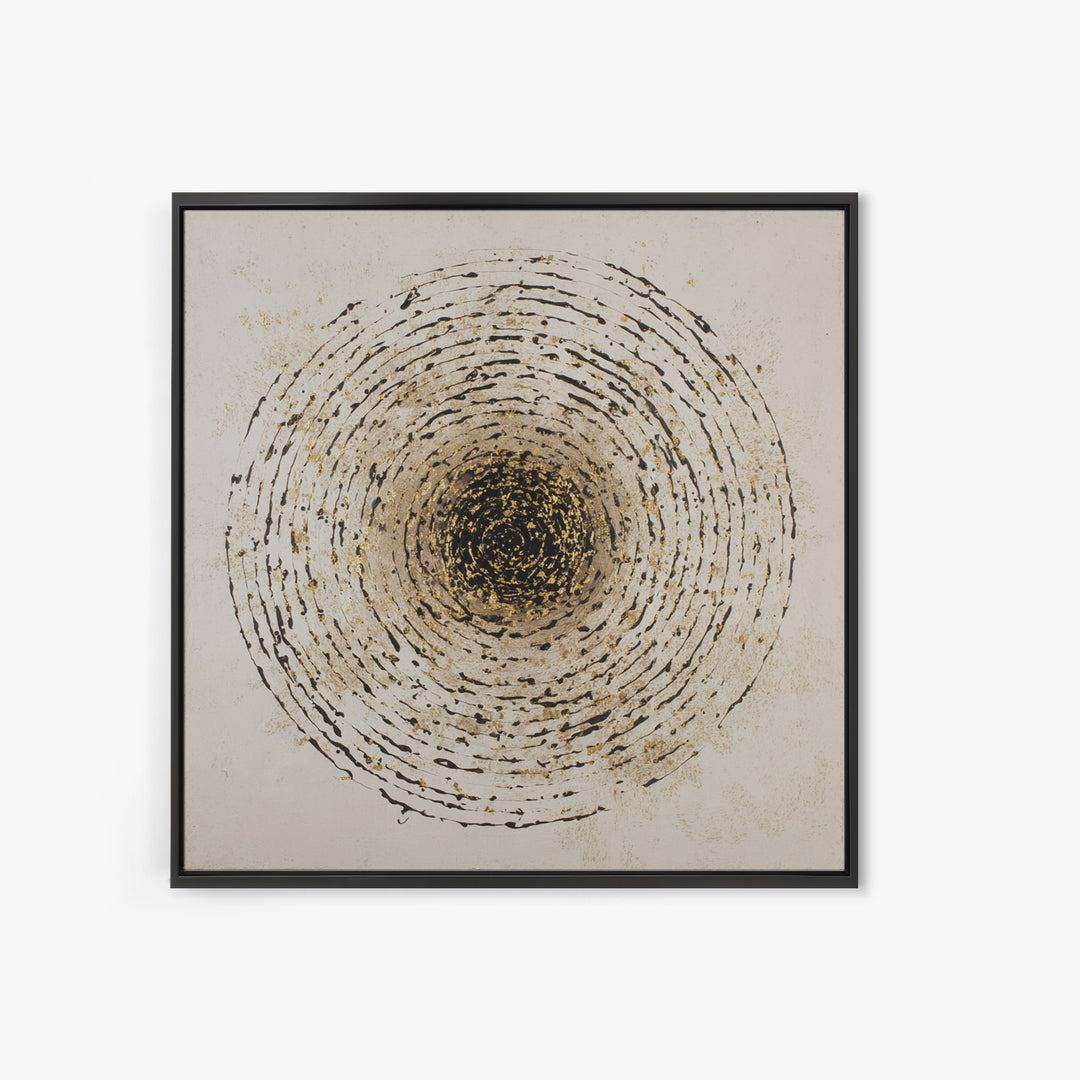 Gold Leaf Calligraphic Spiral on Plaster Surface Canvas Print, Calligraphy Art, Modern Art, Living Room Decor, Fine Art, Script, CAL-1x1-14