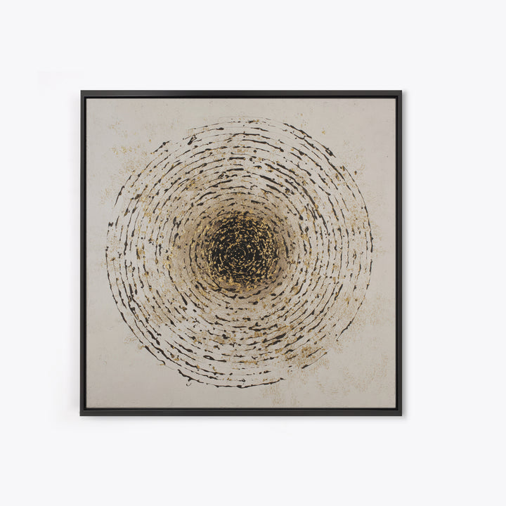 Gold Leaf Calligraphic Spiral on Plaster Surface Canvas Print, Calligraphy Art, Modern Art, Living Room Decor, Fine Art, Script, CAL-1x1-14