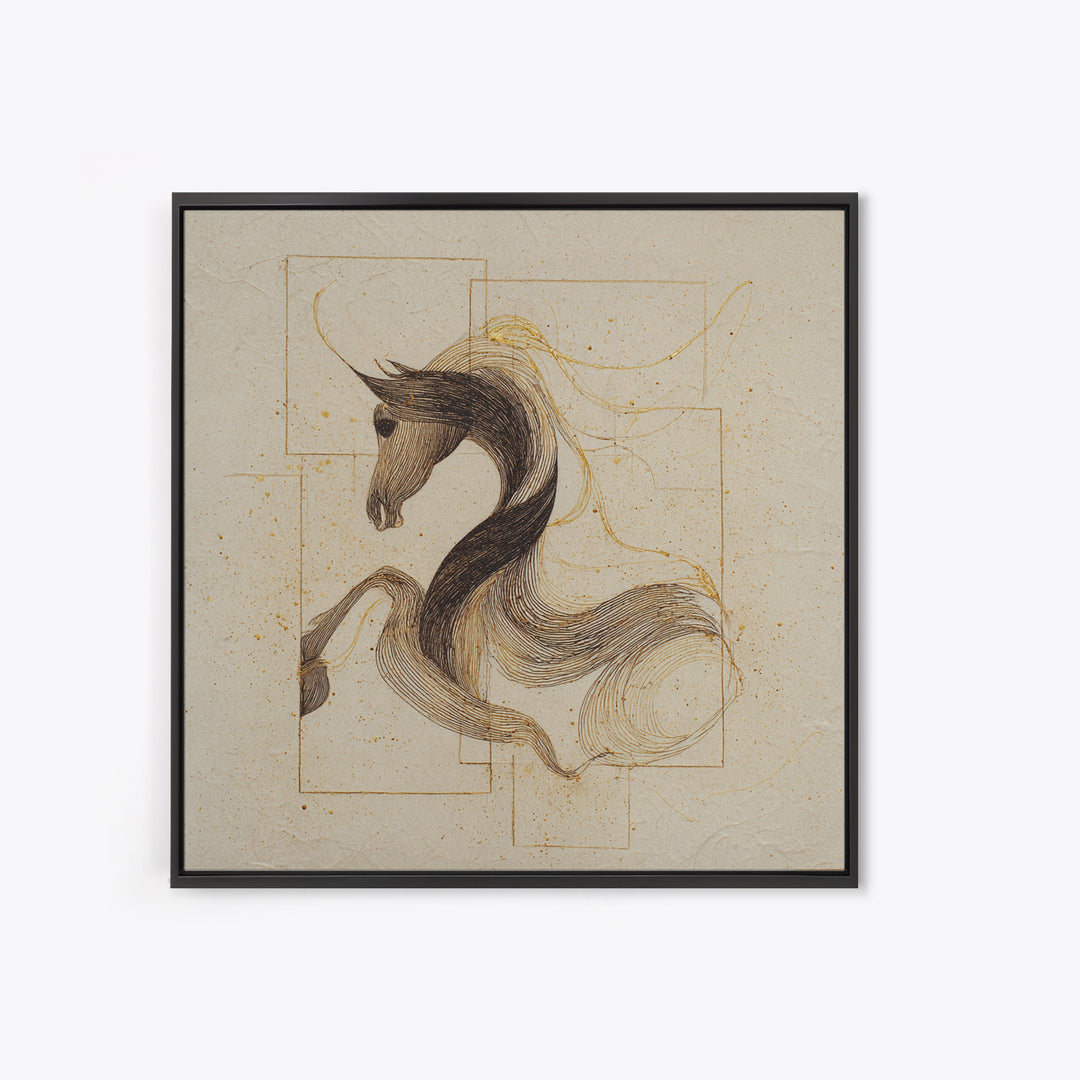 Calligraphic Horse Silhouette Made from One Line Canvas Print, Calligraphy Art, Digital Download Art, Living Room Decor, Script, CAL-1x1-17