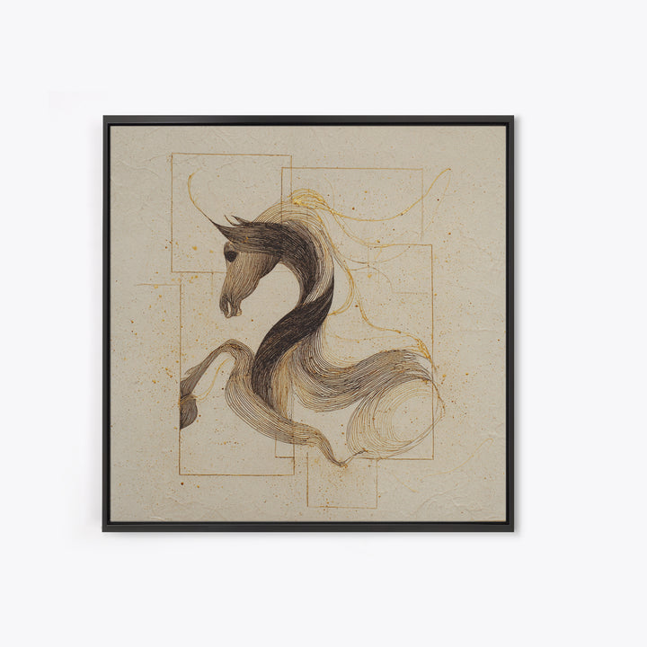Calligraphic Horse Silhouette Made from One Line Canvas Print, Calligraphy Art, Digital Download Art, Living Room Decor, Script, CAL-1x1-17