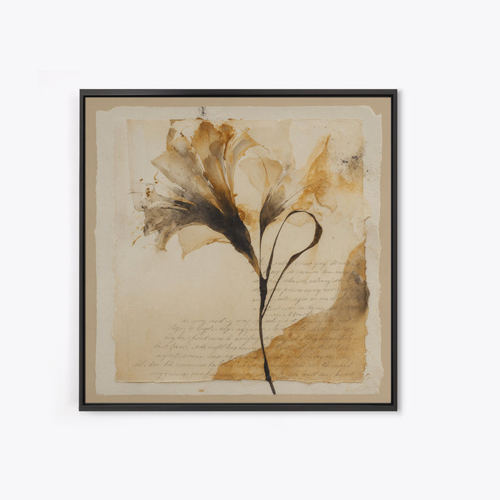 Single Elegant Flourish Shaped Like a Flower Framed Canvas Print, Calligraphy Art, Fine Art Print, Living Room Decor, Script, CAL-1x1-29