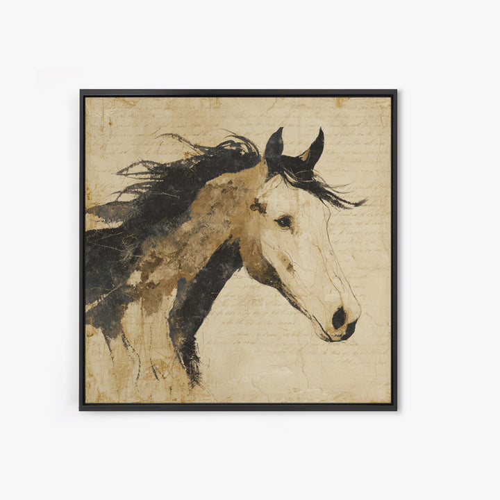 Calligraphic Horse Silhouette Made from One Line Canvas Print, Calligraphy Art, Gallery Decor, Living Room Decor, Script, CAL-1x1-41