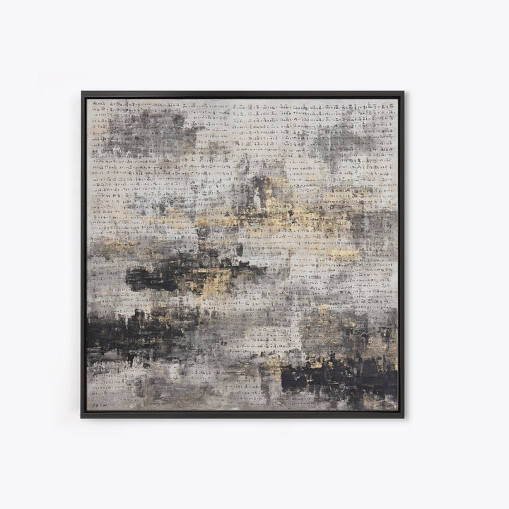 Expressive Musical Rhythm Painted as Ink Strokes Framed Canvas Print, Calligraphy Art, Art, Living Room Decor, Fine Art, Script, CAL-1x1-48