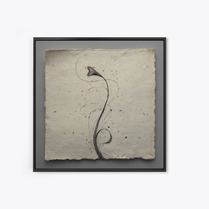 Single Elegant Flourish Shaped Like a Flower Framed Canvas Print, Calligraphy Art, Fine Art Print, Living Room Decor, Script, CAL-1x1-53