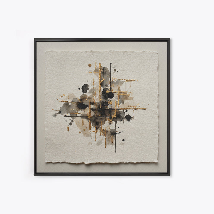 Ink Splatter and Long Brushstroke Composition Canvas Print, Calligraphy Art, Living Room Wall Art, Living Room Decor, Script, CAL-1x1-64