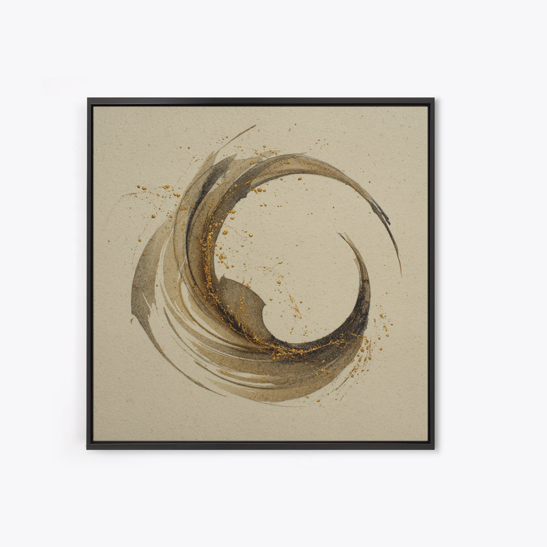 Crescent Moon Made from Elegant Ink Swashes Canvas Print, Calligraphy Art, Neutral Decor, Living Room Decor, Fine Art, Script, CAL-1x1-69