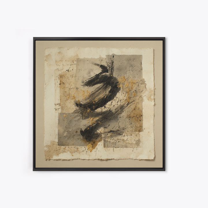 Abstract Prayer Flag of Brush Marks Framed Canvas Print, Calligraphy Art, Japanese Decor, Living Room Decor, Fine Art, Script, CAL-1x1-71