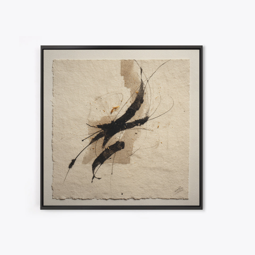 Minimal Black Calligraphy Rhythm Framed Canvas Print, Calligraphy Art, Fine Art Print, Living Room Decor, Fine Art, Script, CAL-1x1-79