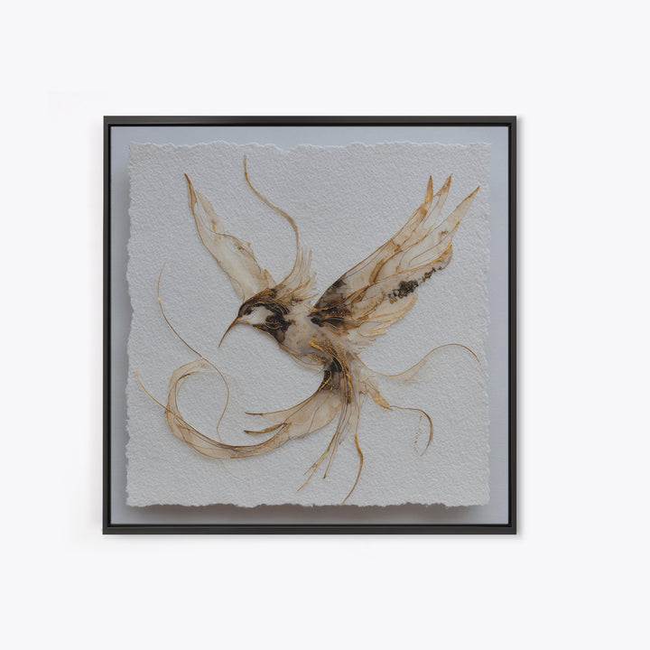 Calligraphic Bird Shape Formed from Flowing Lines Framed Canvas Print, Calligraphy Art, Printable, Living Room Decor, Script, CAL-1x1-8