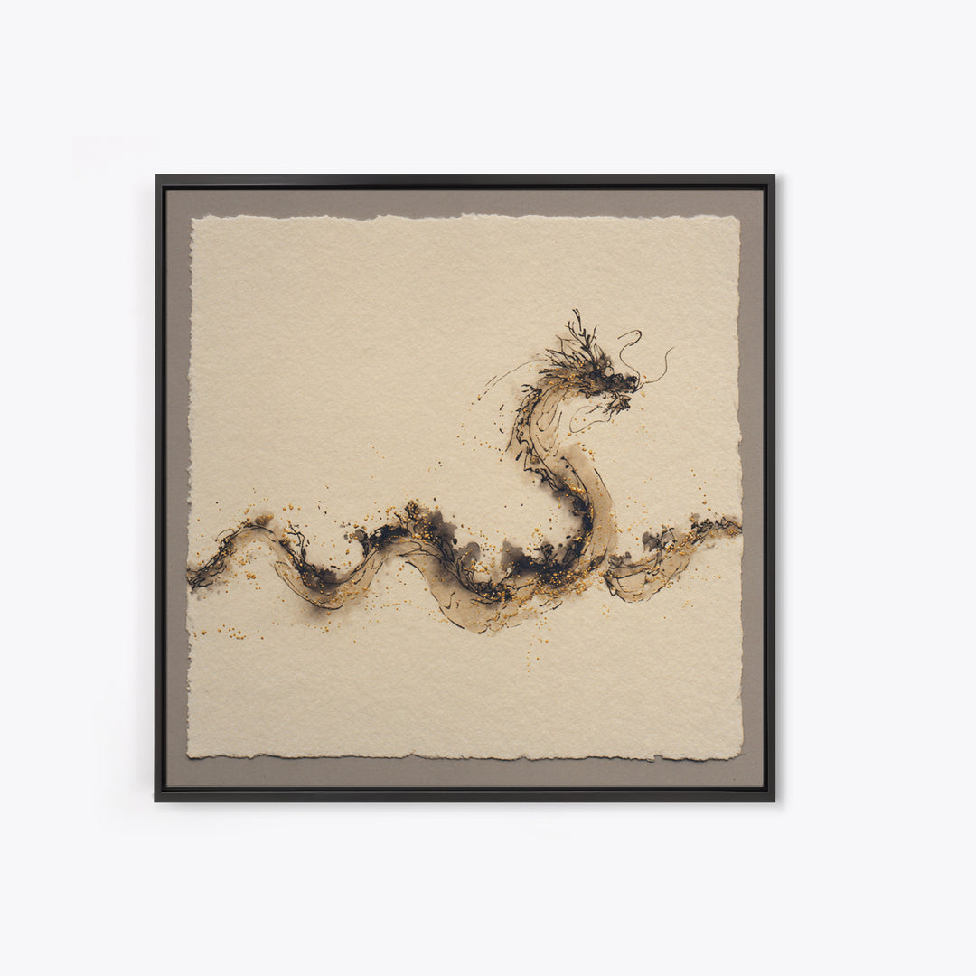 Ink Wash Dragon Curve Canvas Print, Calligraphy Art, Textured Painting, Living Room Decor, Fine Art, Script, Printable Wall Art, CAL-1x1-81