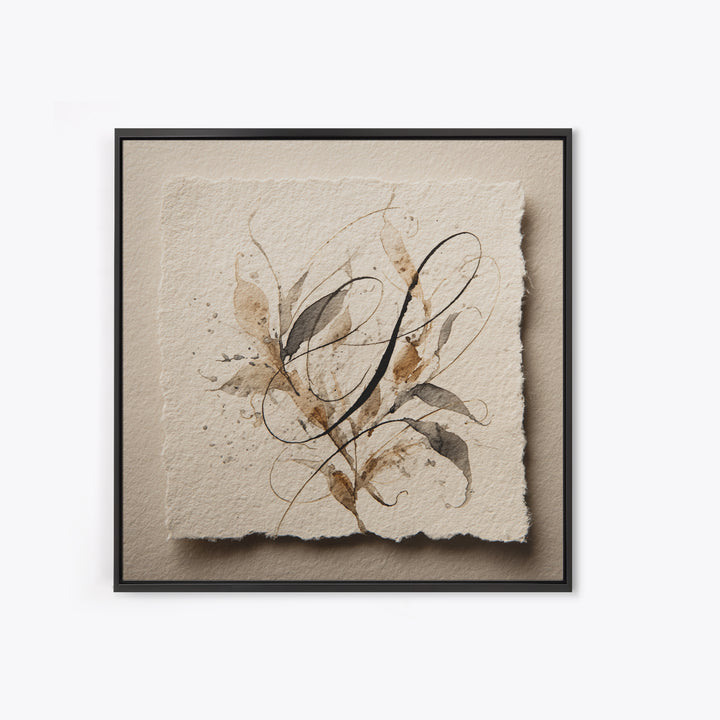 Botanical Calligraphy Pattern Canvas Print, Calligraphy Art, Quote Wall Art, Living Room Decor, Watercolor Art, Script, CAL-1x1-94