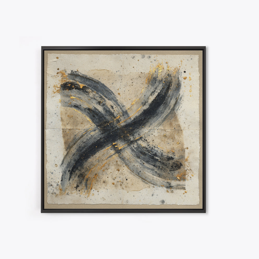 Abstract Prayer Flag of Brush Marks Canvas Print, Calligraphy Art, Neutral Decor, Living Room Decor, Fine Art, Script, CAL-1x1-95