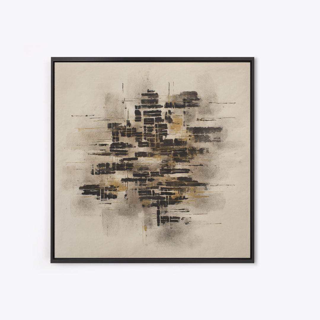 Expressive Musical Rhythm Painted as Ink Strokes Framed Canvas Print, Calligraphy Art, Painting, Living Room Decor, Script, CAL-1x1-96