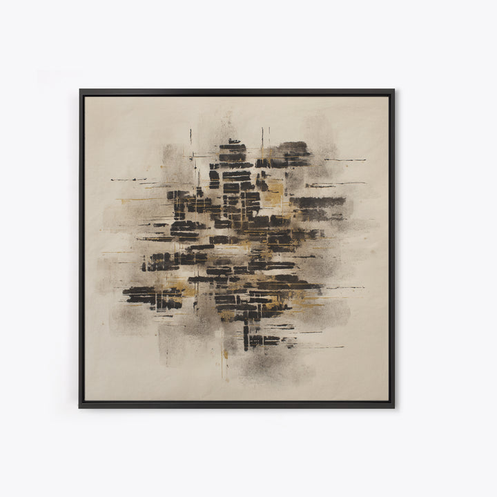 Expressive Musical Rhythm Painted as Ink Strokes Framed Canvas Print, Calligraphy Art, Painting, Living Room Decor, Script, CAL-1x1-96
