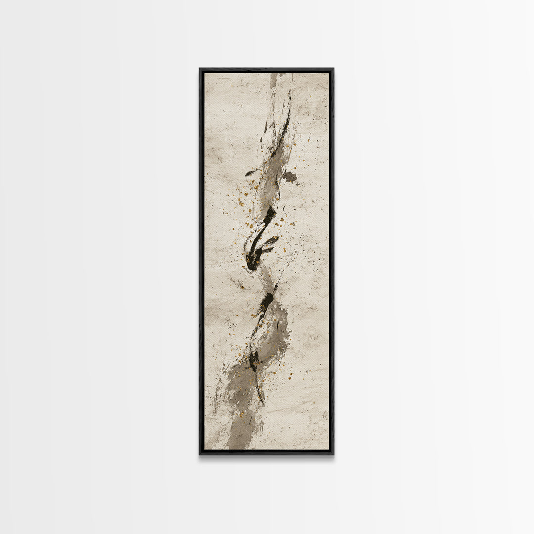 Monochrome Brush Alphabet Fragments as Abstract Texture Canvas Print, Calligraphy Art, Scripture Art, Living Room Decor, Script, CAL-1x3-1