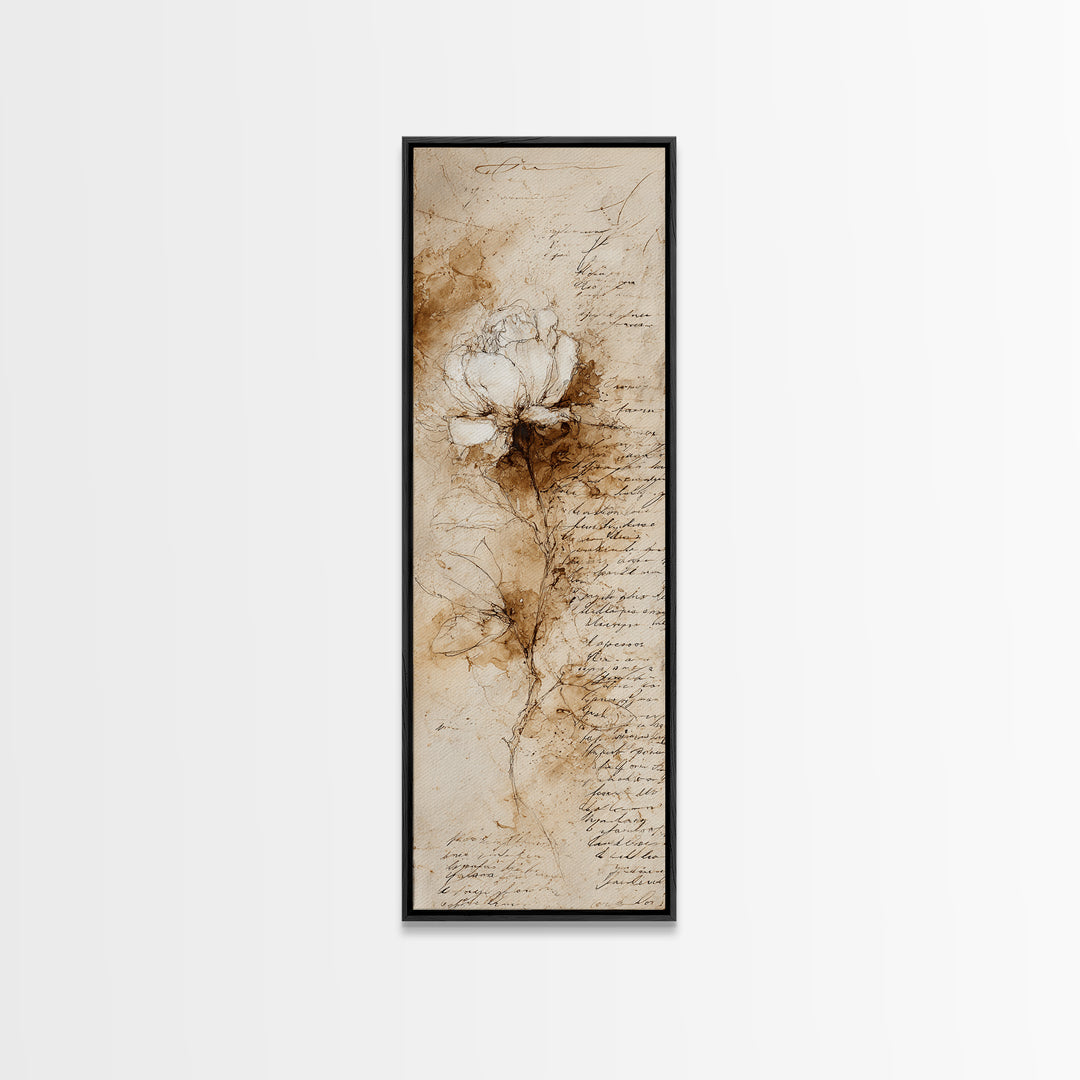 Single Elegant Flourish Shaped Like a Flower Canvas Print, Calligraphy Art, Room Decor, Living Room Decor, Fine Art, Script, CAL-1x3-17