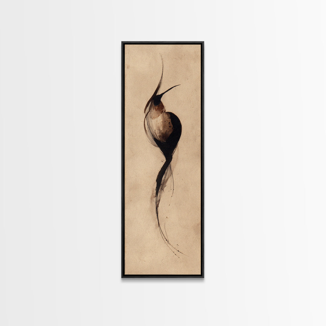 Calligraphic Bird Shape Formed from Flowing Lines Canvas Print, Calligraphy Art, Luxury Decor, Living Room Decor, Script, CAL-1x3-20