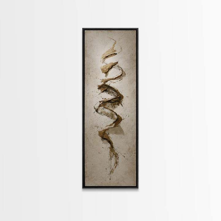 Gold Leaf Calligraphic Spiral on Plaster Surface Canvas Print, Calligraphy Art, Wall Art Printable, Living Room Decor, Script, CAL-1x3-26